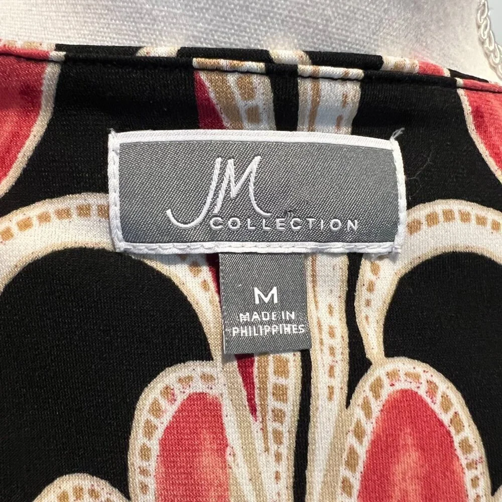 JM Collection Embellished Y-neck tunic with bell sleeves, Size Medium